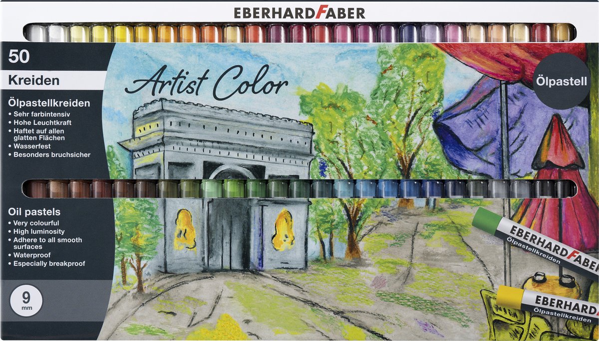Eberhard Faber oliepastelkrijt - artist color - 9mm - 50 stuks - assorti - ef-522050
