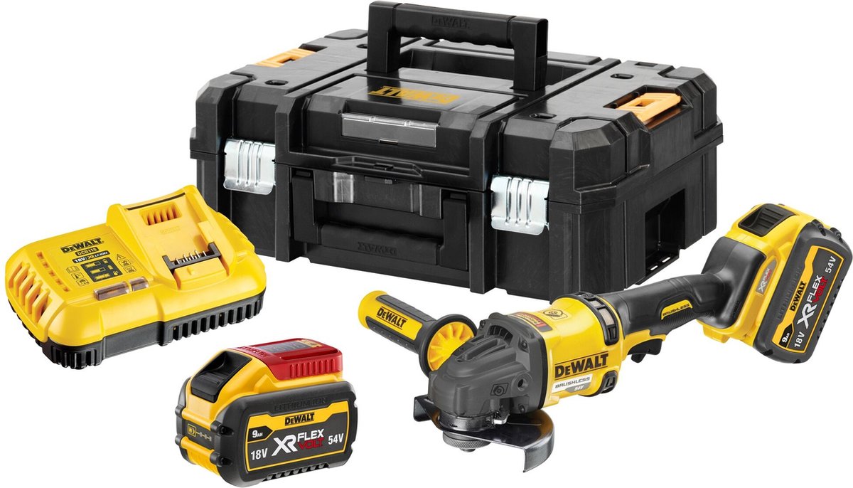 DeWalt dcg418x2 accu haakse slijper 125mm 54v xr flexvolt 9,0ah in tstak