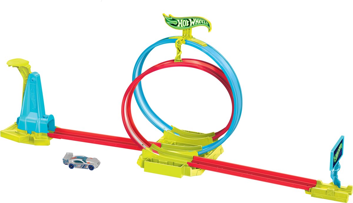 Hot Wheels - neon snelheidsduivels - baanset - laserstunt botsbaan