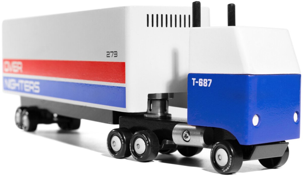 CandyLab houten speelgoedtruck - candycar world 18 wheeler vrachtwagen.