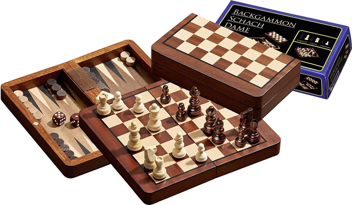 Philos Reis schaak dam backgammon kassette veld 18mm koningshoogte 37mm magnetisch phi-2517