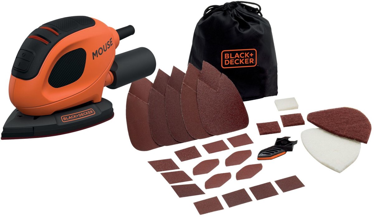 BLACK+DECKER Black decker bew230bc-qs schuurmachine met 15 accessoires 55w oranje one size eu plug