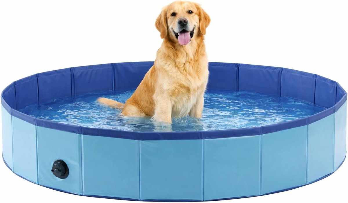 Flamingo Hondenzwembad 160 cm - groot opvouwbaar hondenbad - zwembad voor honden - blauw - verkoelend plonsbad - zonder luchtpomp