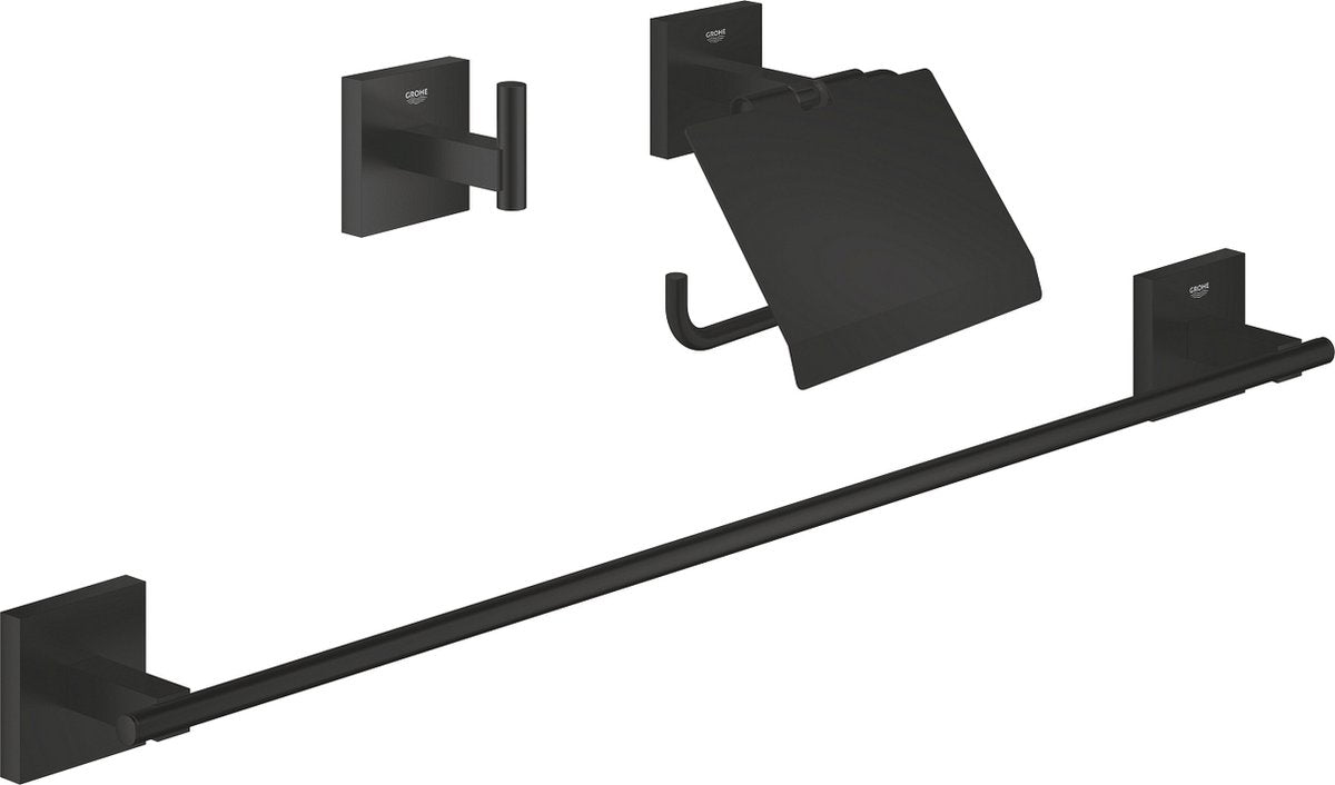 GROHE quickfix start cube 3-in-1 badkameraccessoireset - matte black