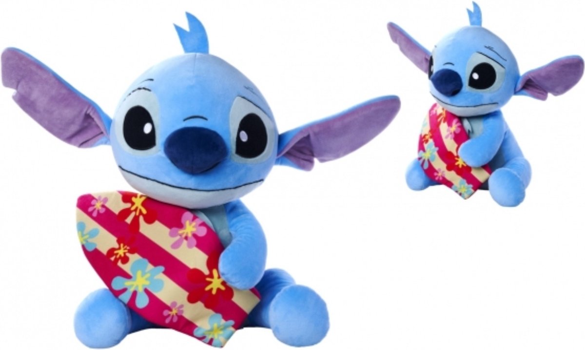 Simba Toys Plush - Disney Simba toys plush stitch met surfplank - disney pluche knuffel van 50 cm