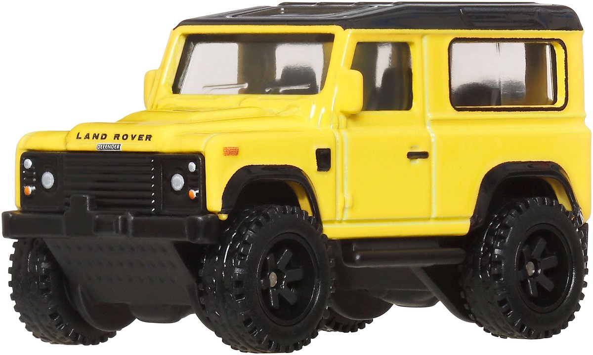 Hot Wheels car culture hw off-road land rover defender 90, auto, 3 jaar, metaal, kunststof, zwart, geel