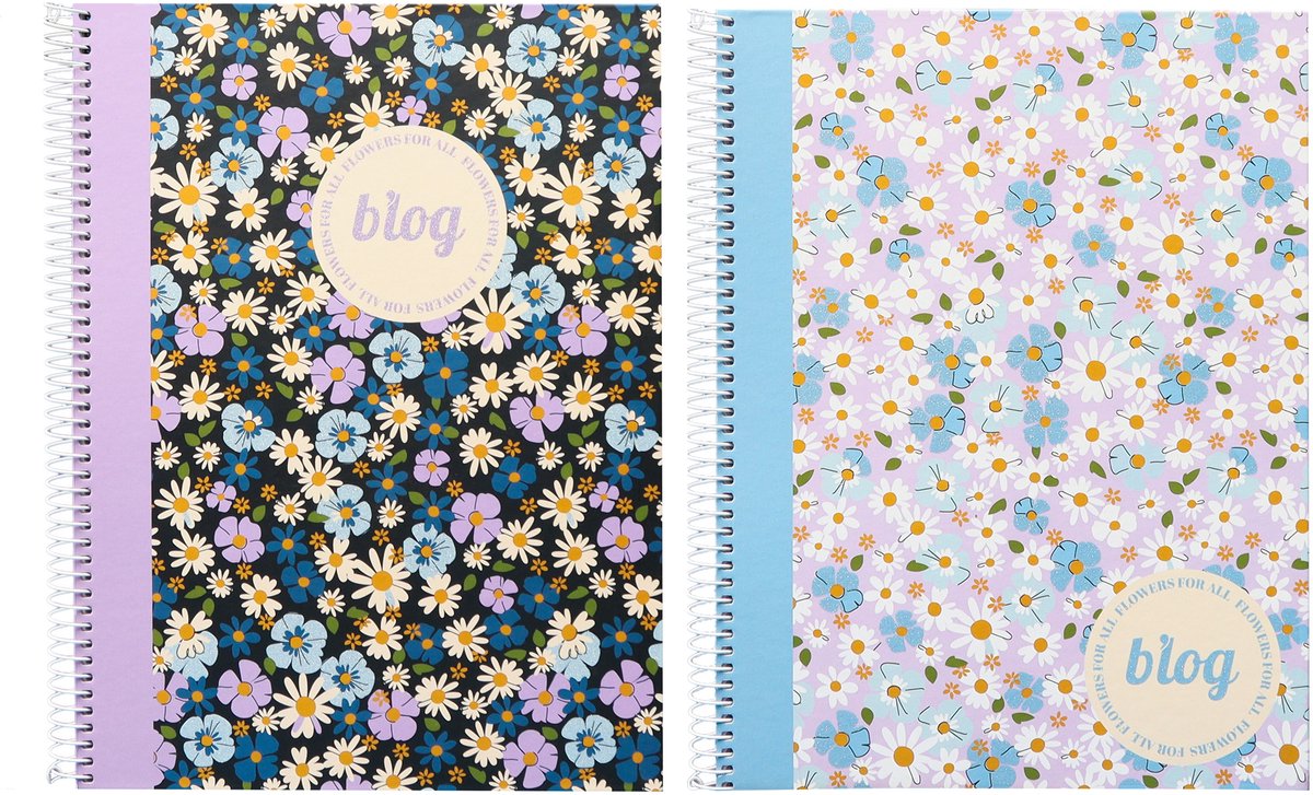 Kangaro spiraalblok - b'log flowers - formaat a4 - met lijn - 2 stuks - an-123876-a