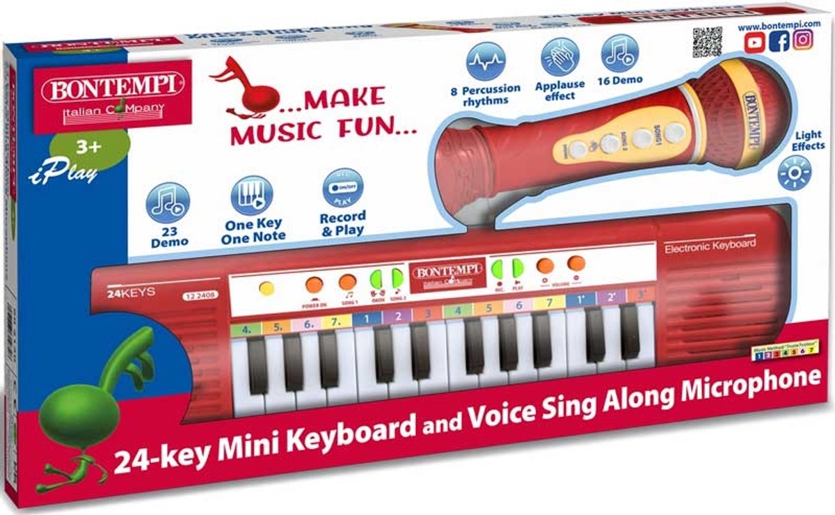 Bontempi Spa Bontempi keyboard speelgoed set met karaoke microfoon - educatief.