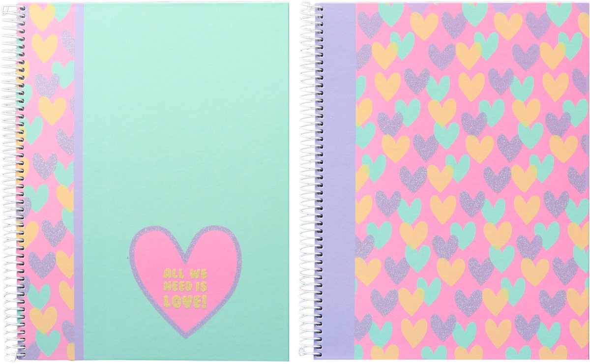 Kangaro spiraalblok - b'log hearts - formaat a4 - ruit 5mm - 2 stuks - an-124200-a