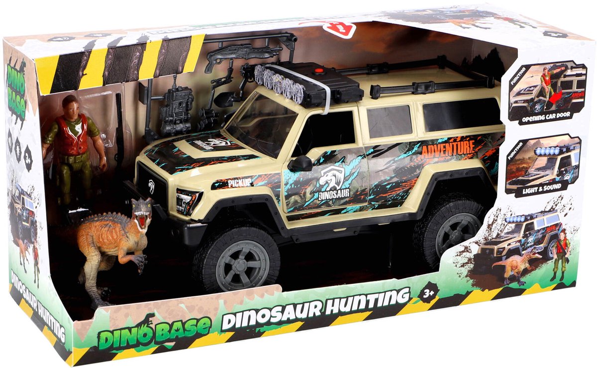 Dino Base speelgoed terreinwagen met dino, licht en geluid - avontuurlijk kinderspeelgoed.