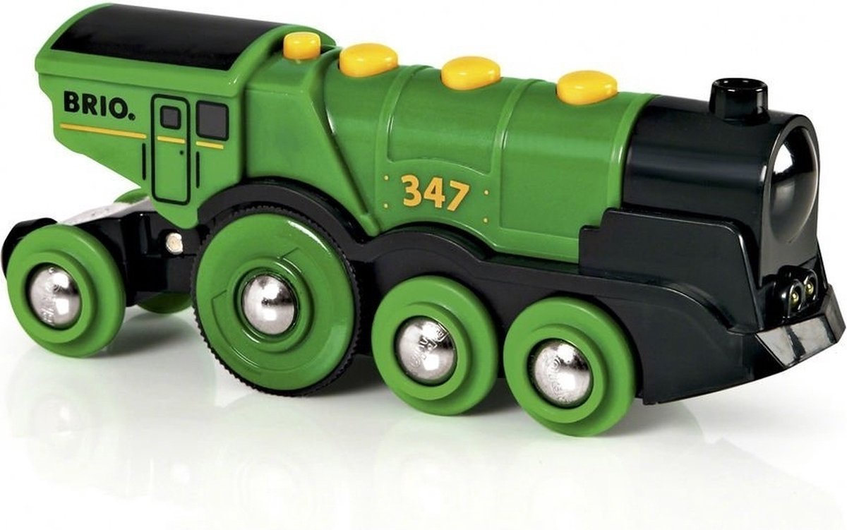 BRIO groene locomotief op batterijen - 33593 - speelgoedvoertuig