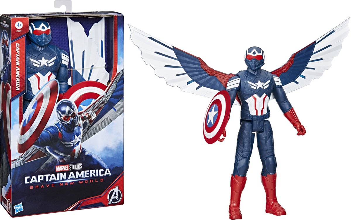 Hasbro Marvel studios captain america brave new world, deluxe captain america-actiefiguur van 30 cm, schild accessoires
