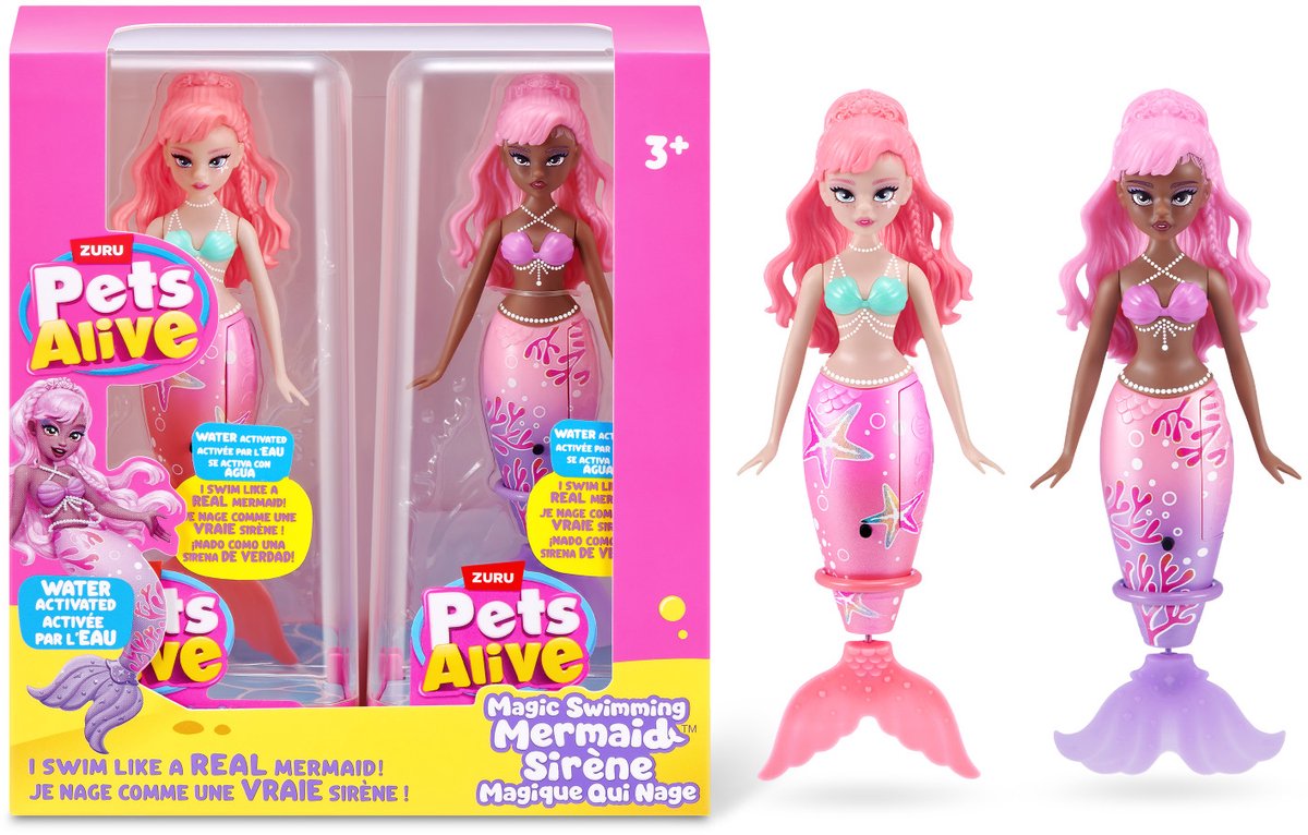 PETS ALIVE magic swimming mermaid 2 pack (sea star coral) by zuru
