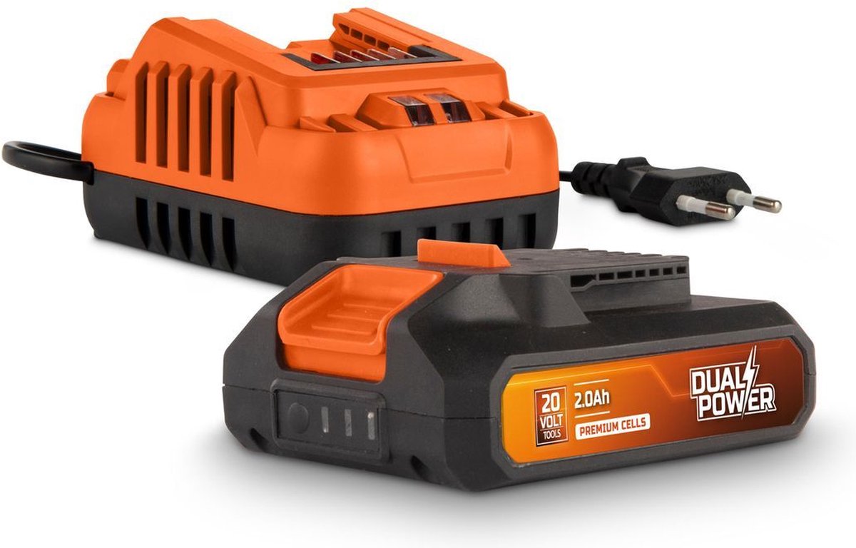 Powerplus Dual power batterij lader set powdp90620 - 20v, 2.0ah batterij - voor 20v toestellen - 2a lader - voor 20v 2x20v accu's - batterijplatform