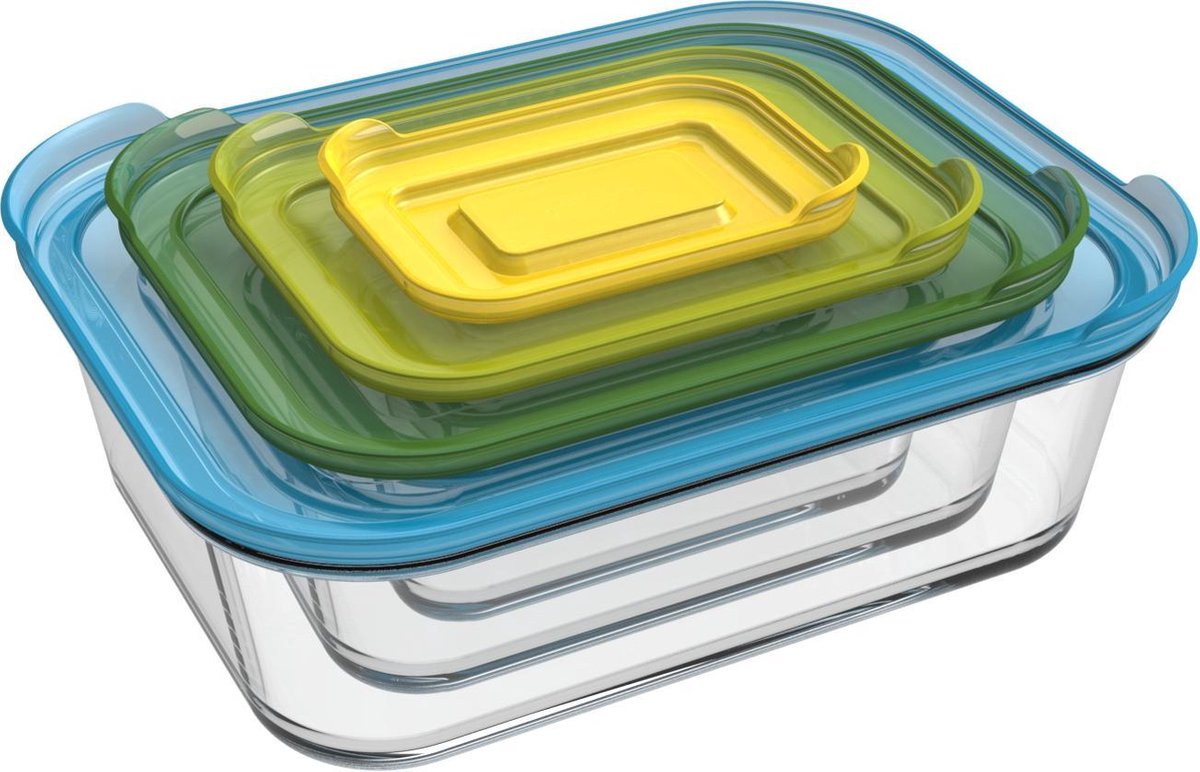 Joseph Joseph nest ovenschalen - incl. deksels - glas - 4 stuks