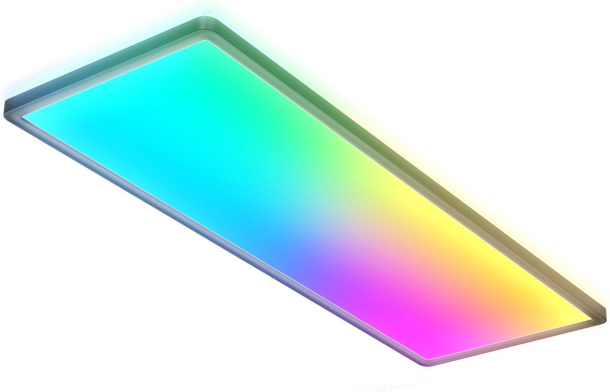 B.K.Licht - rgb led plafonniére - zwart - dimbaar - met indirecte licht - gekleurd licht - met afstandsbediening - l: 58cm