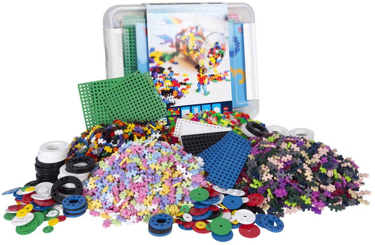 Plus-Plus basic opbergbox 4000 delige bouwset - 3903 - bouwspeelgoed - constructiespeelgoed - set met bouwstenen - vanaf 5 jaar