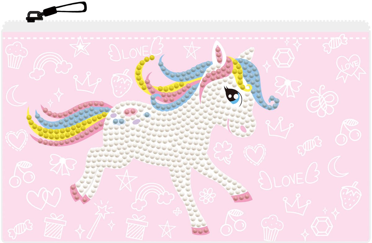 DIAMOND DOTZ® Diamond dotz etui met rits - pony frolic - creatieve knutselset.