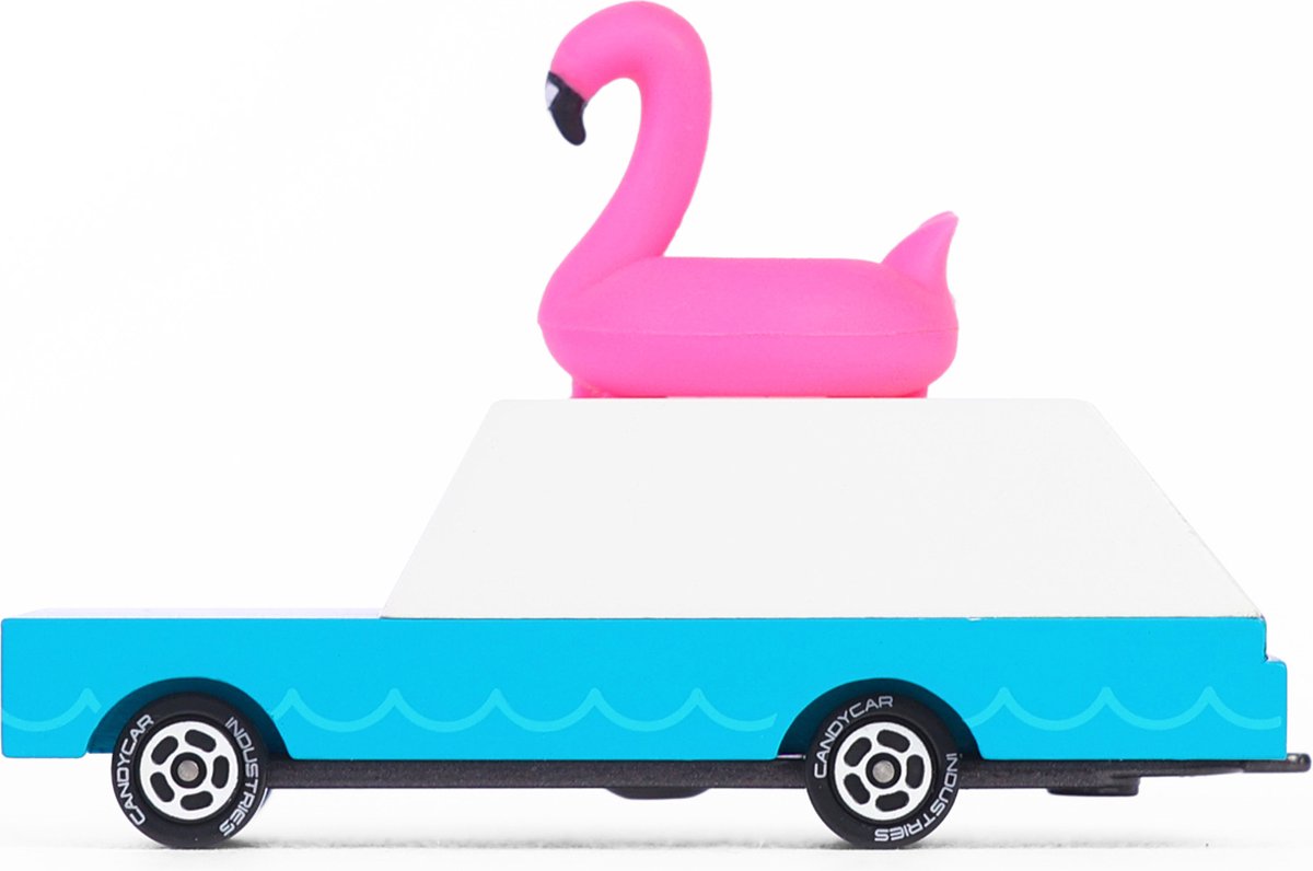 Candylab Toys Candycar world: flamingo wagon (w228) 8,9x3,8x6,4cm, wooden diecast, magnetic, in giftbox, 3+