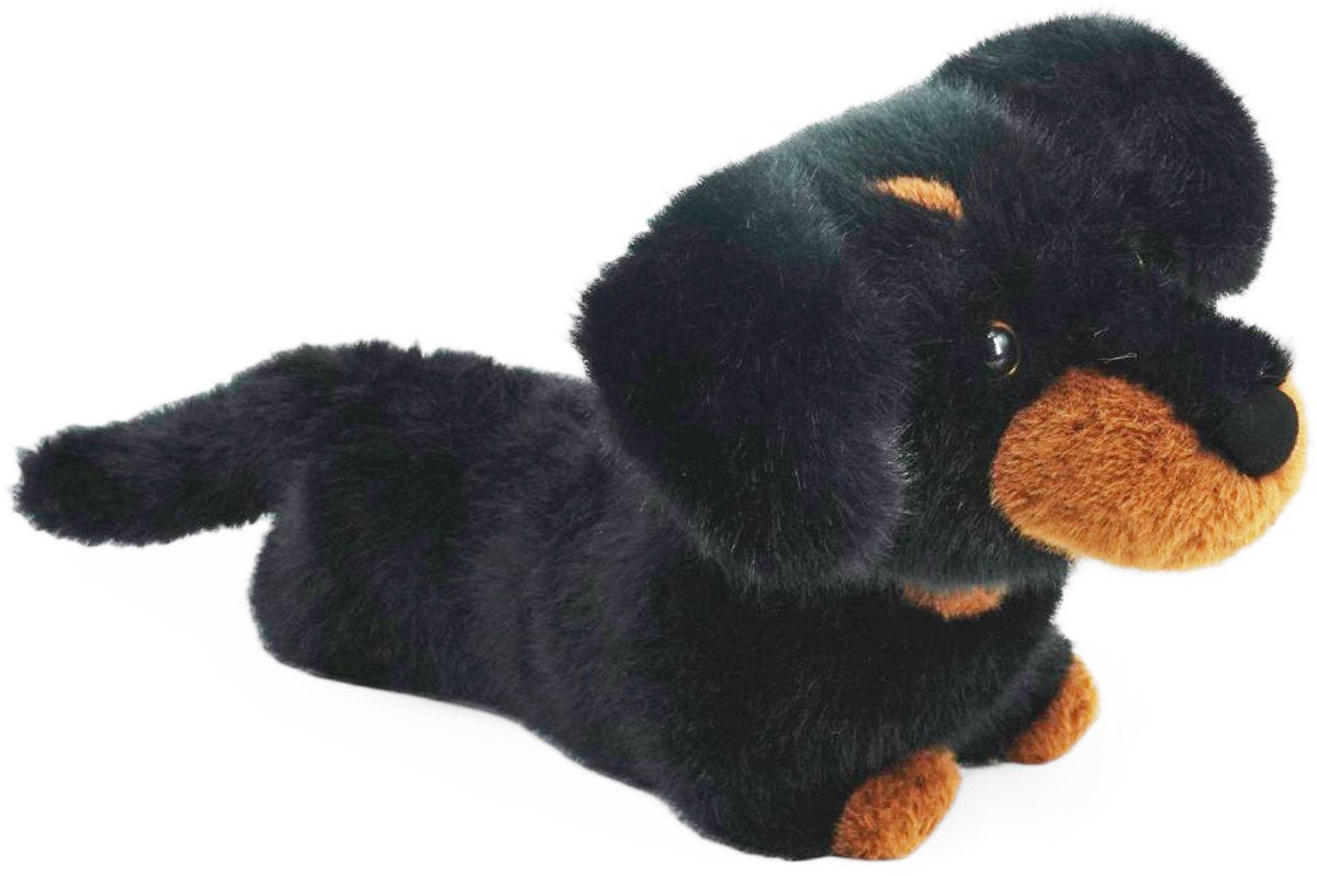 ONE LOVE knuffel - teckel pumpkin - 40cm - zwart en wit - 0 jaar