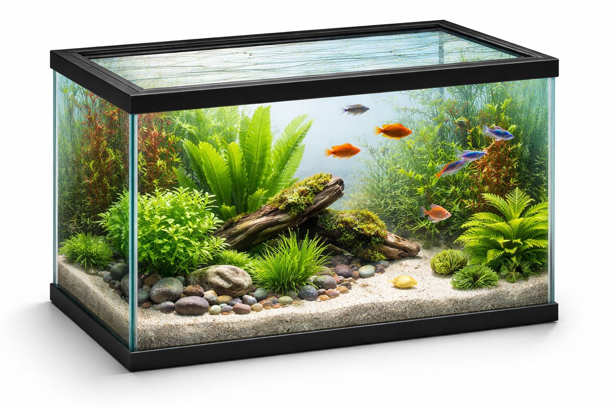 Flamingo Aquarium – volglas aquarium – 40x20x25cm – 17,3l – glas – zwart kunststof frame – europese kwaliteit – voor alle vissoorten – binnen