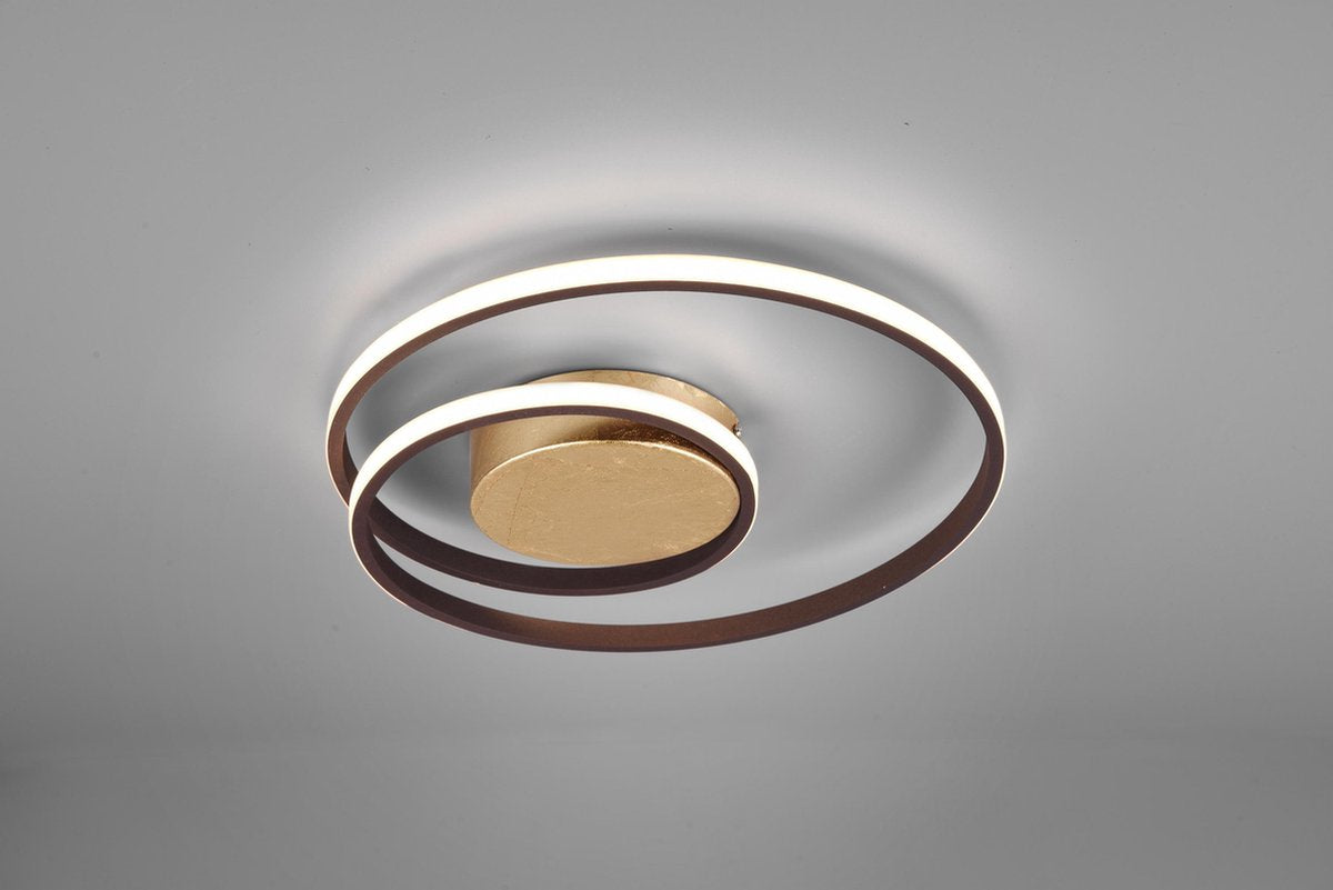 RL LIVE YOUR LIGHT Reality zibal - plafondlamp - goud met roestbruin - incl. 1x smd 22w - dimbaar - 4 brandstanden