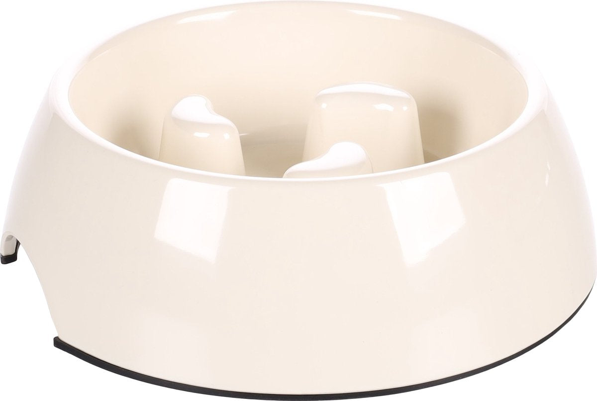 Flamingo Voerbak hond – eetpot slow feeder royal rond wit – 700ml – antislip – tegen schrokken – maat l
