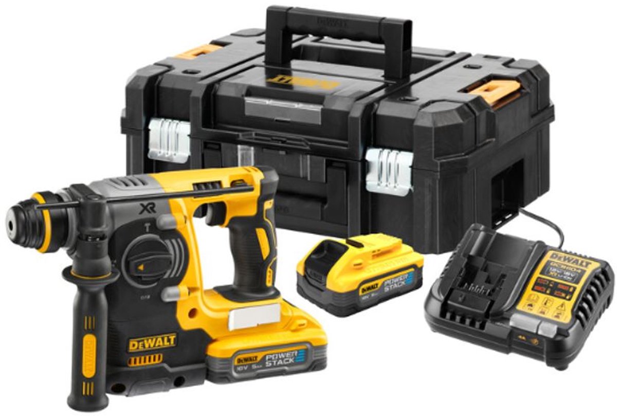 DeWalt dch273h2t-qw accu boorhamer sds-plus 18v xr - inclusief 2x 5.0ah powerstack accu's - 2,1 joule - koolborstelloos - in tstak koffer - 5054905301131