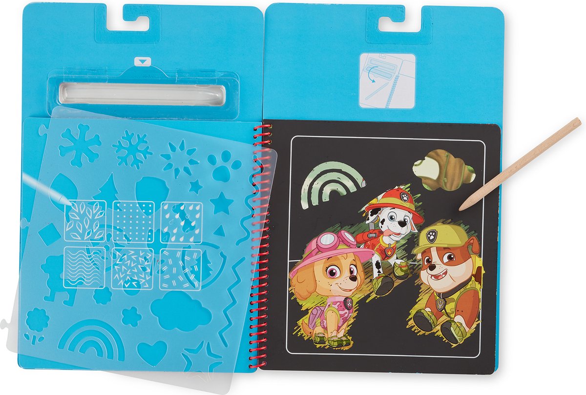 Melissa Doug paw patrol scratch art pad - activiteitenkrasblok skye voor onderweg (10 taferelen)