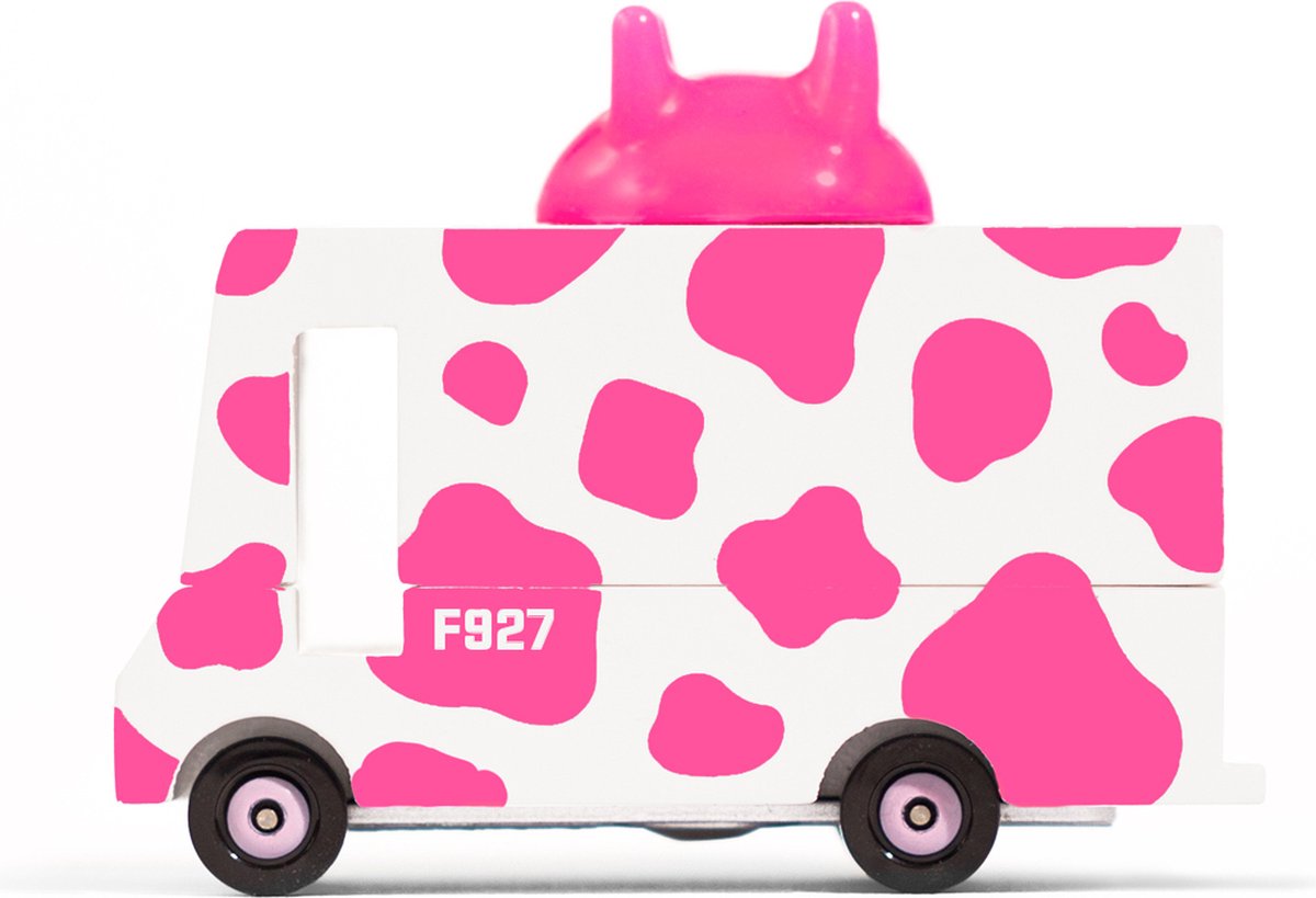 Candylab Toys Candycar vans: strawberry moo (f927) 8,4x4,1x6,5cm, wooden diecast, in giftbox, 3+