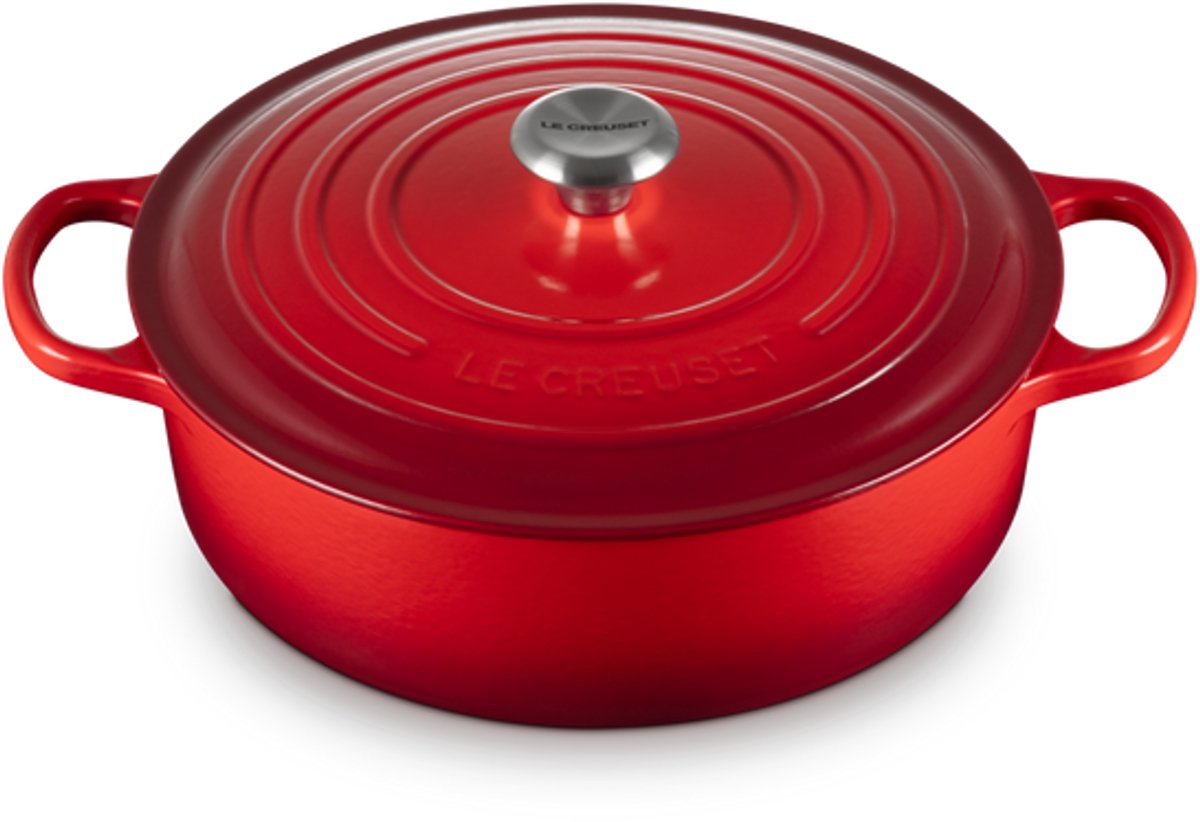 Le Creuset lage braad- stoofpan 6,2l - 30cm kersenrood