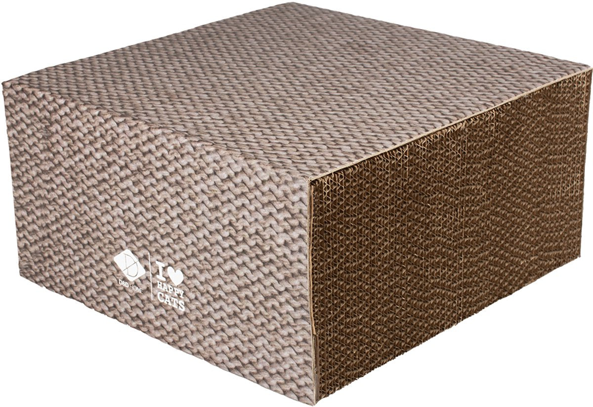 D D Home I love happy cats - anneleen bru - freya cardboard scratcher block l - 30x30x30cm beige