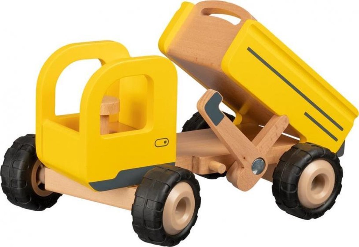 Goki Houten voertuig: kiepwagen 25x17x14,5cm, met rubberen banden, 3+
