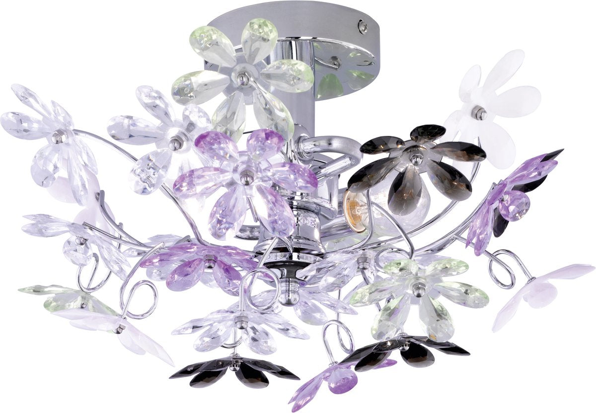RL LIVE YOUR LIGHT Reality flower wandlamp - chroom - excl.2x e14 - bloemen in helder en multikleur