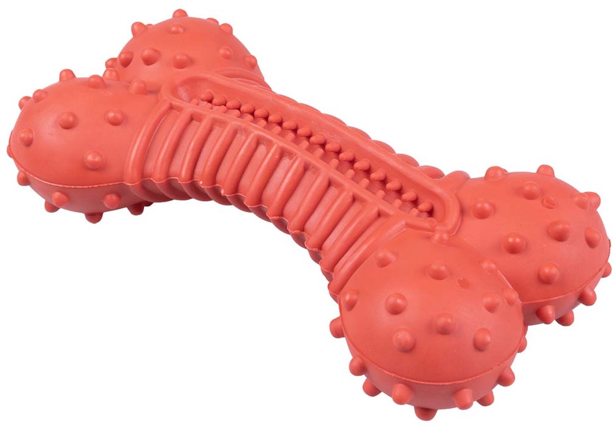 Duvo Plus playtime kauwspeeltje griplay gebogen been voor honden 12x10x5.5cm rood