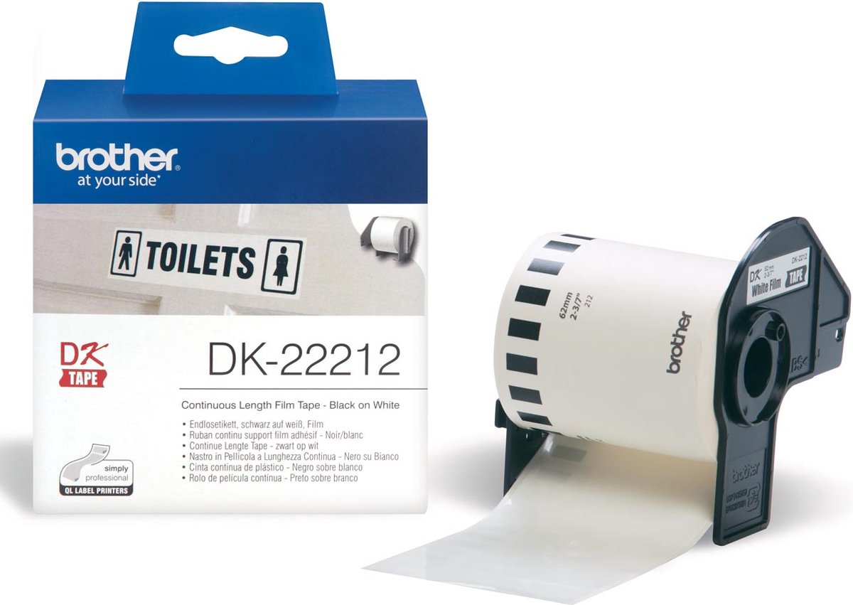 Brother Etiket dk-22212 62mm 15-meter witte film | rol a 15 meter | 3 stuks