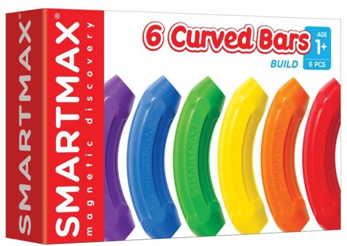 SmartMax xtension set - 6 gekromde magnetische staven - uitbreidingsset voor constructiespeelgoed - educatief speelgoed - vanaf 1 jaar
