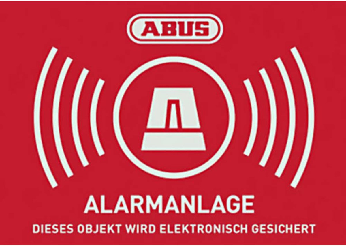 ABUS au1423 waarschuwingssticker alarmsysteem taal duits (b x h) 74 mm x 52.5 mm