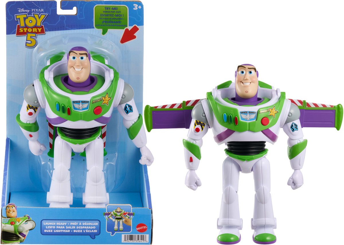 Mattel Disney en pixar toy story 5 grote klaar voor lancering buzz lightyear figuur van 25 cm - beweegbaar