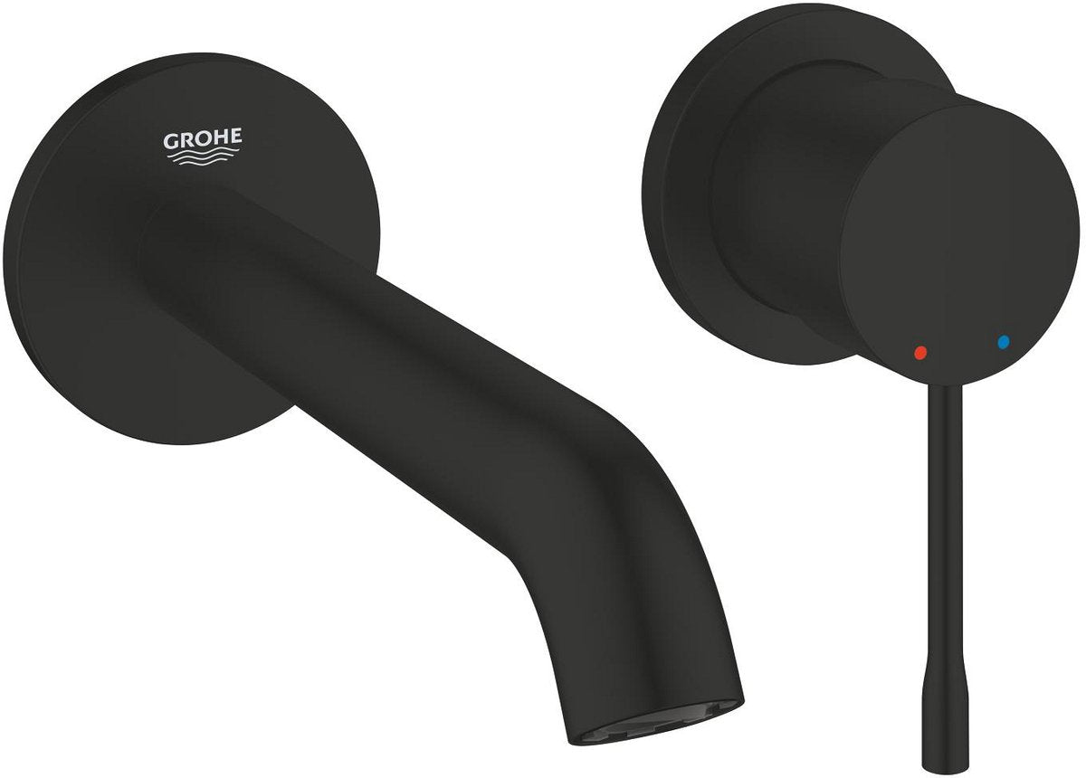 GROHE essence new m-size tweegats wastafelmengkraan – wandmontage – aquaguide – 183 mm – matte black