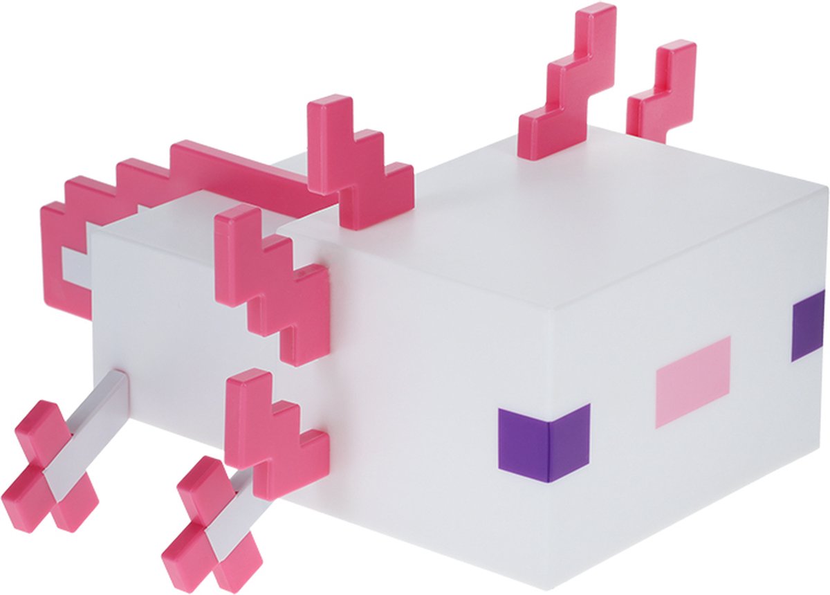 Paladone Minecraft axolotl light – officieel gelicentieerd, vijf kleurmodi, minecraft lamp om je gamingbureau of nachtkastje te decoreren, slaapkamerdecoratie voor minecraft‑gamers, werkt op batterijen –