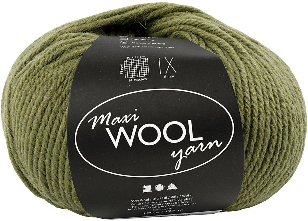 Creativ Company wolgaren olijfgroen - breigaren 100 gram 125 meter.