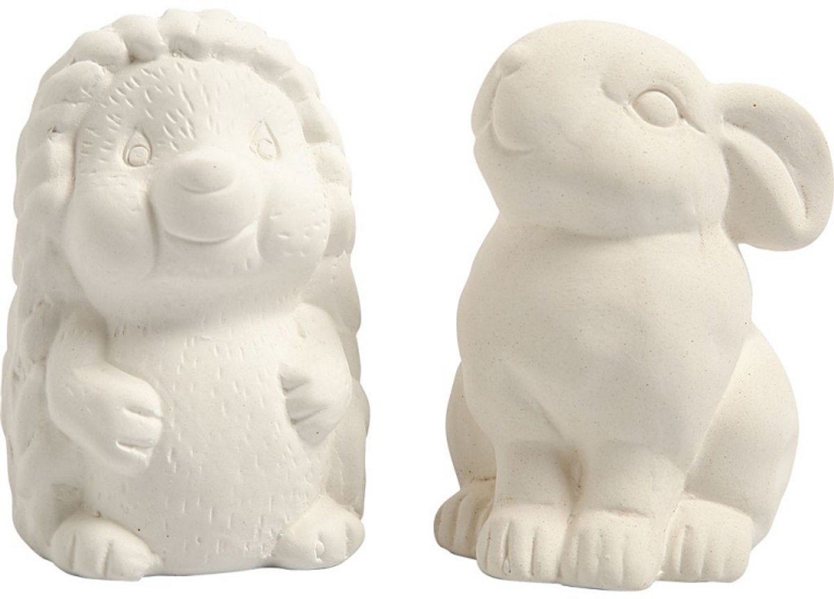 Creativ Company terracotta spaarpotten 10 cm konijn en egel