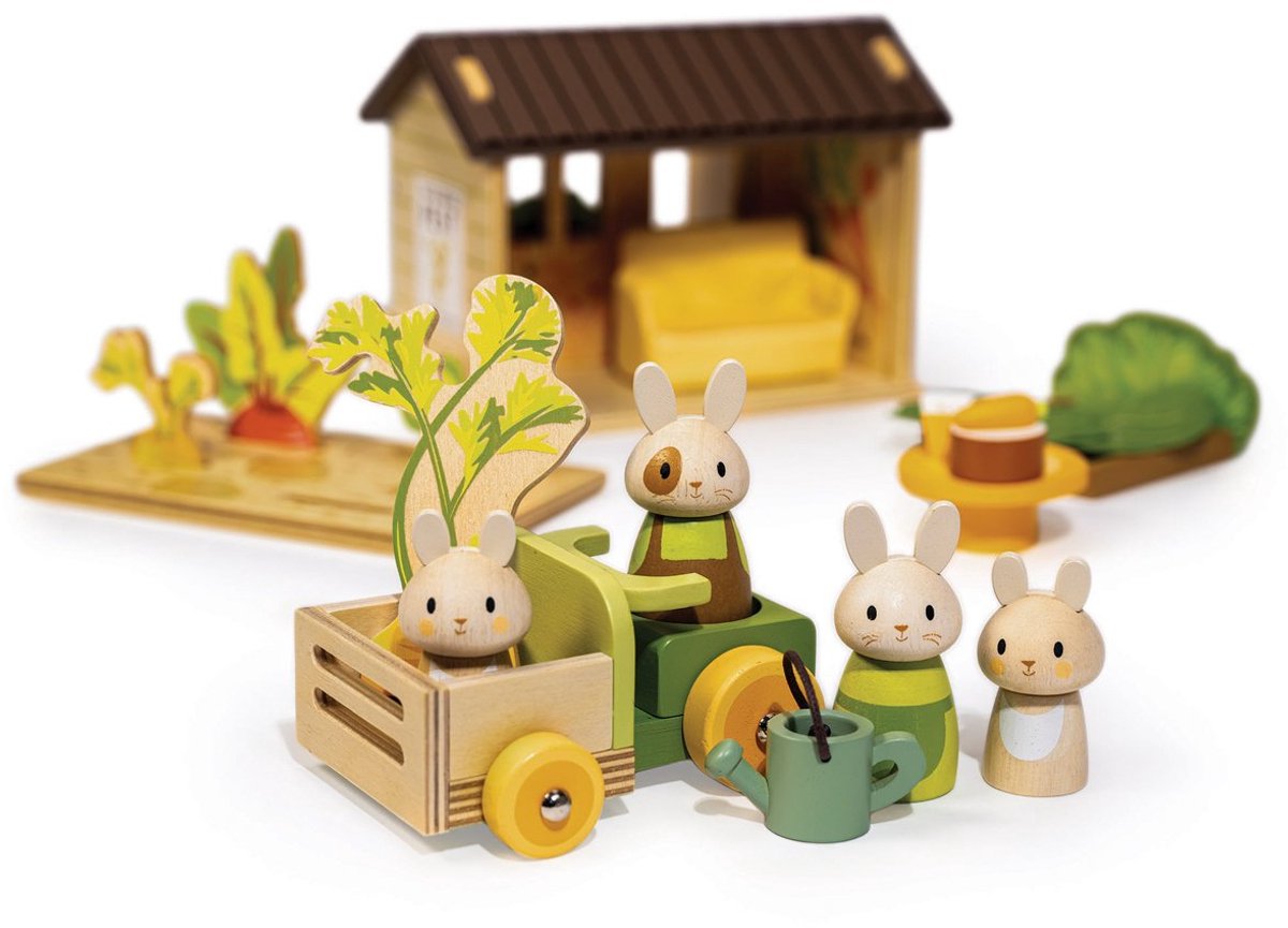 Tender Leaf houten speelgoed konijn wortelveld bunny's carrot patch.