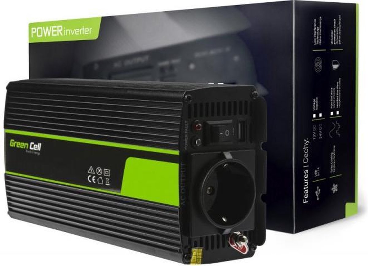 GREEN CELL Spanning omvormer voor 24v naar 230v, 300w 600w gemodificeerde sinusgolf