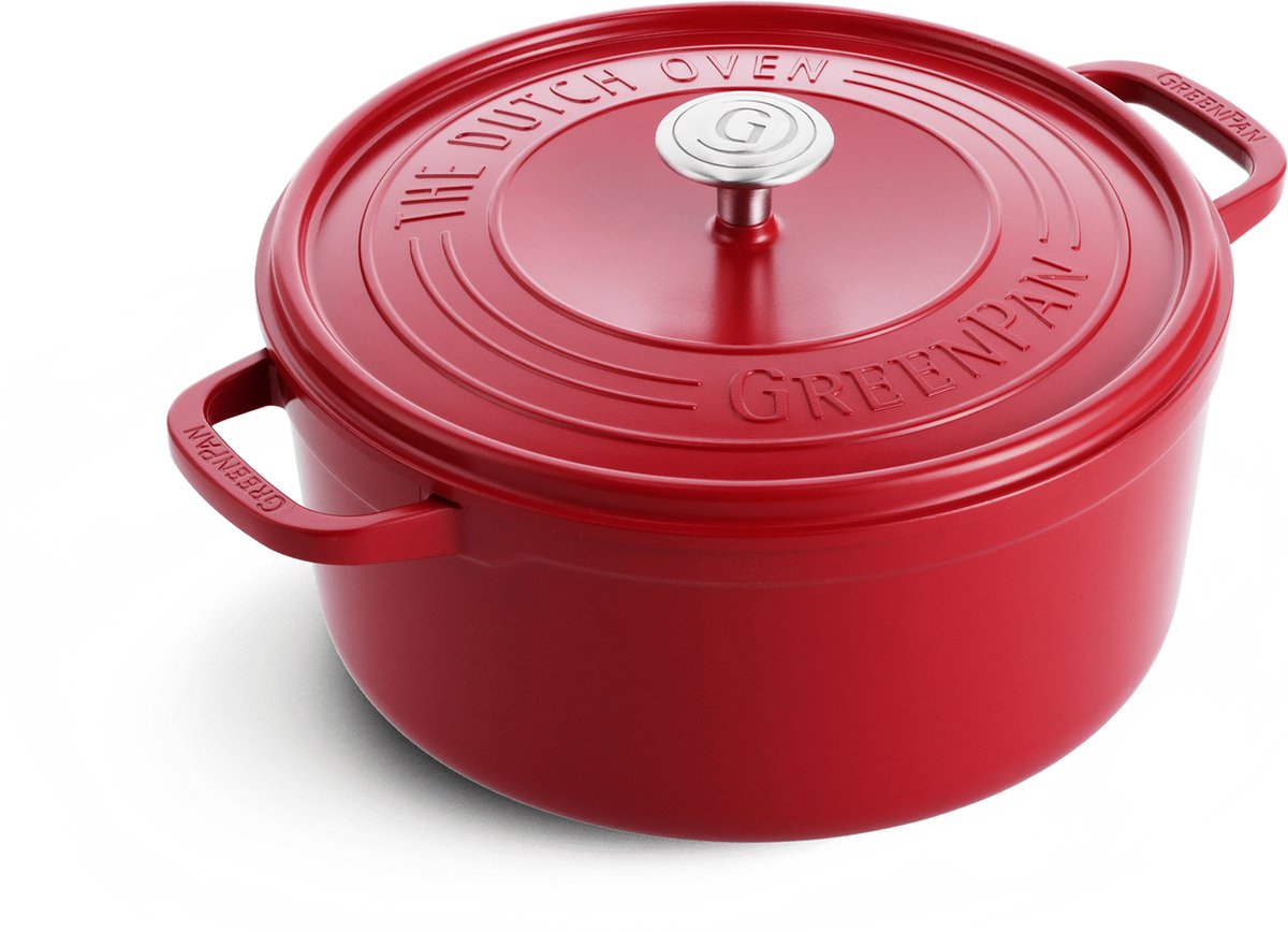 GreenPan featherweights stoofpan 24cm - 5,3l - rood - pfas-vrij