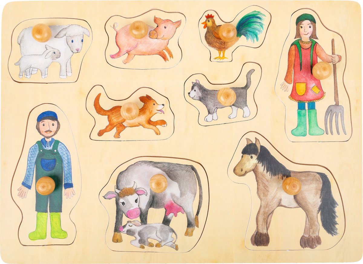 Small Foot vormenpuzzel boerderij hout junior 9 stukjes