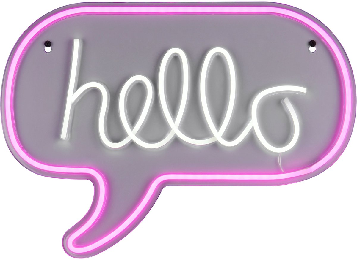 RL LIVE YOUR LIGHT Reality hello - wandlamp - transparant helder - incl. 1x smd 5 w - snoerschakelaar - wandmontage - usb-c aansluiting