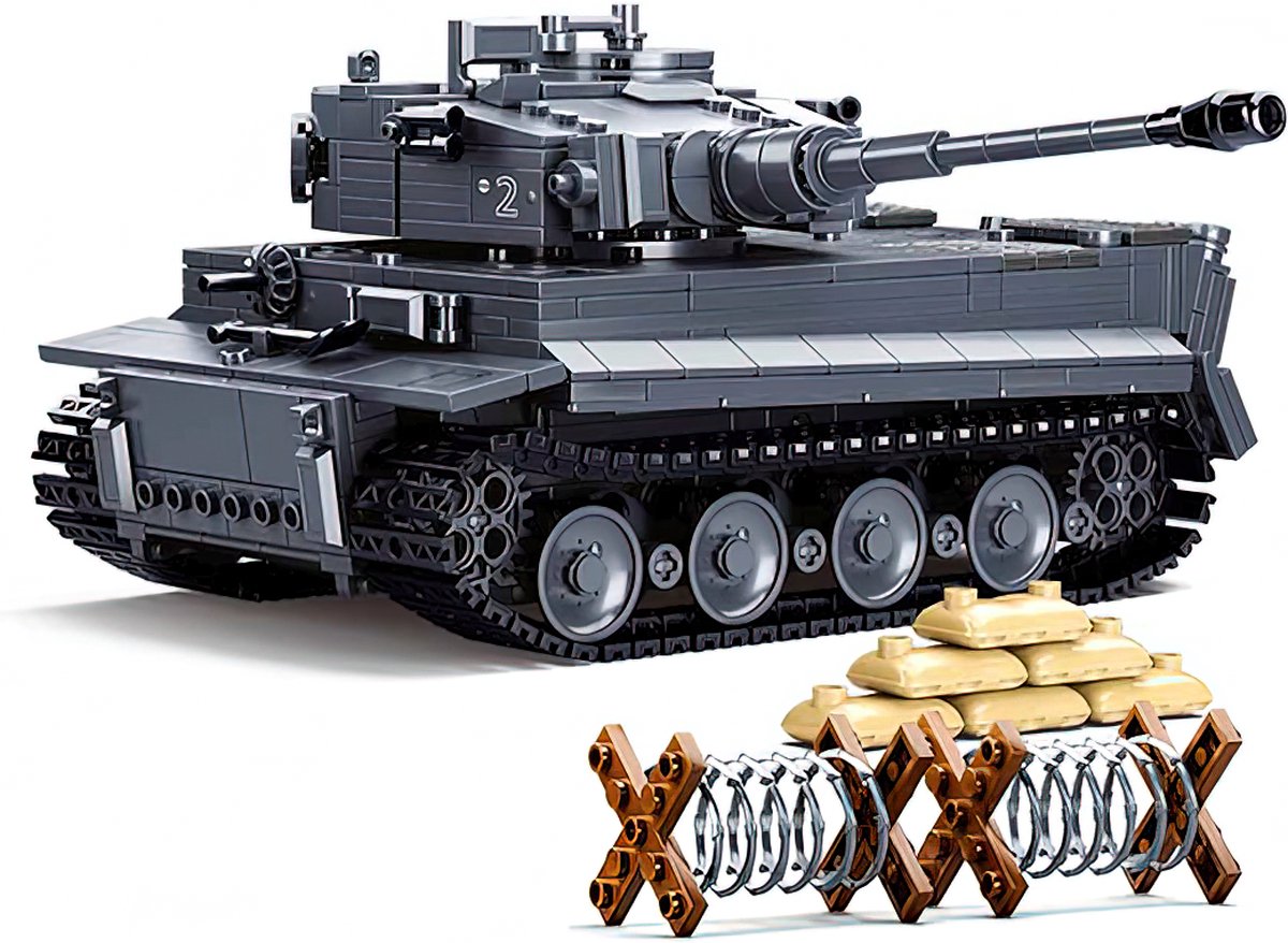Sluban modelbricks rc voertuig tiger tank bouwset wwii constructie modelbouw speelgoed bouwpakket vanaf 8 jaar - m38-b0851 - 814 bouwstenen