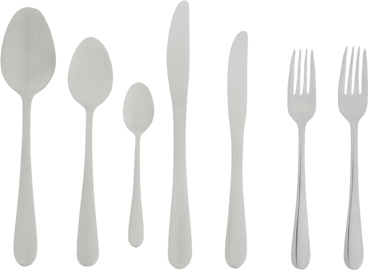 Alpina bestekset 6 persoons - bestek set 42-delig - rvs messen, lepels, vorken, theelepels en gebaksvorkjes - vaatwasserbestendig - glanzend zilver